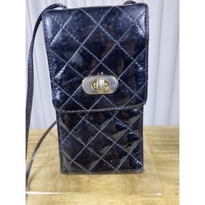 Jay Herbert New York  Vintage Black Quilted Leather Phone Bag  Mini Crossbody